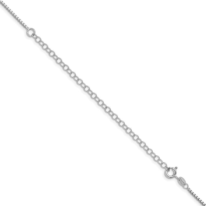 Exclusive Rhodium-Plated Sterling Silver 1.4mm Box Chain - Stylish 4-Inch Extension-3