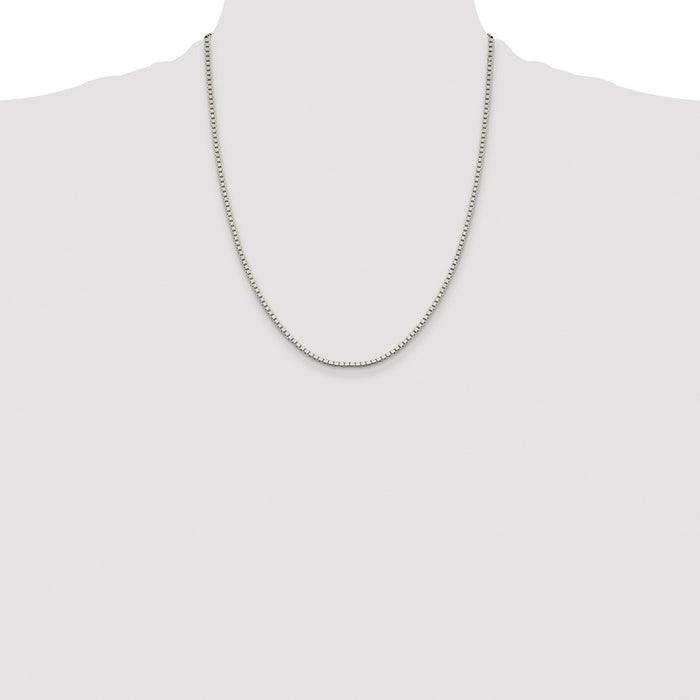 Buy Stylish Rhodium-Plated Sterling Silver 1.9mm Box Chain - Affordable Value-4