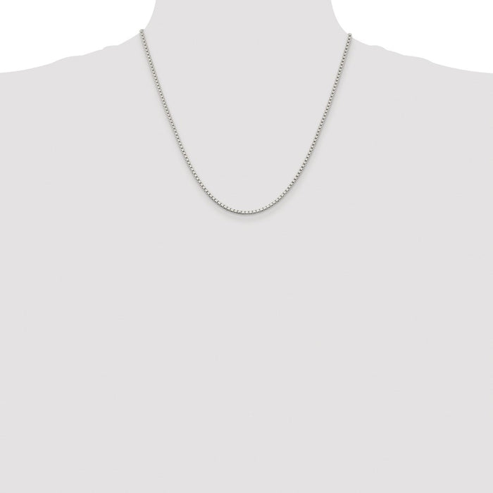 Exclusive Rhodium-Plated 2mm Sterling Silver Box Chain | Stylish & Affordable-4