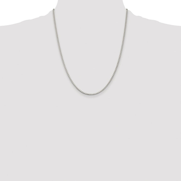 Exclusive 2mm Rhodium-Plated Sterling Silver Box Chain - Stylish & Affordable-4