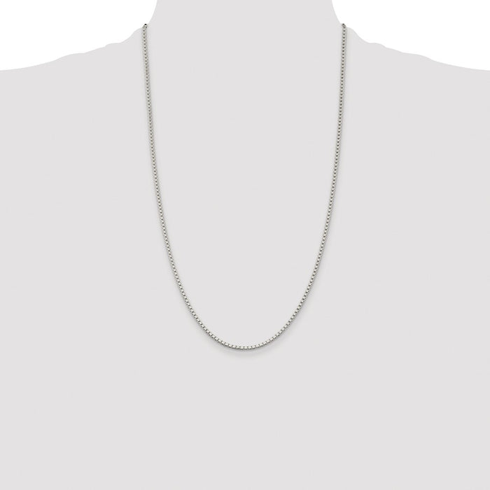 High-Quality Rhodium-Plated 2mm Sterling Silver Box Chain - Stylish Value!-4