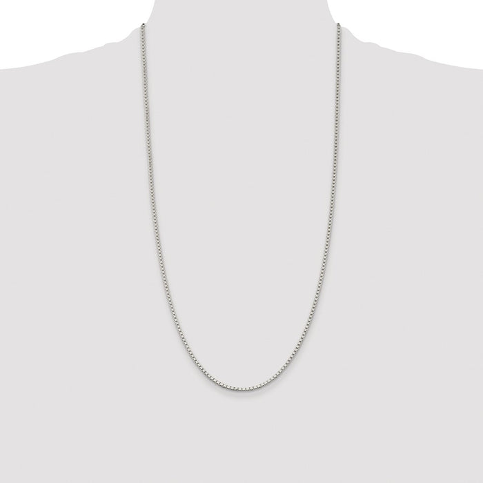 Buy Stylish 2mm Rhodium-Plated Sterling Silver Box Chain - Affordable Luxury!-4