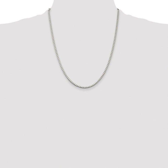 Buy Stylish 2.5mm Rhodium-Plated Sterling Silver Box Chain - Luxury Value!-4