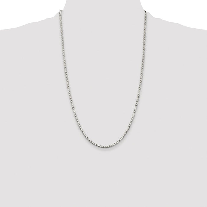 Order Stylish 2.5mm Rhodium-Plated Sterling Silver Box Chain - Luxury Value!-4