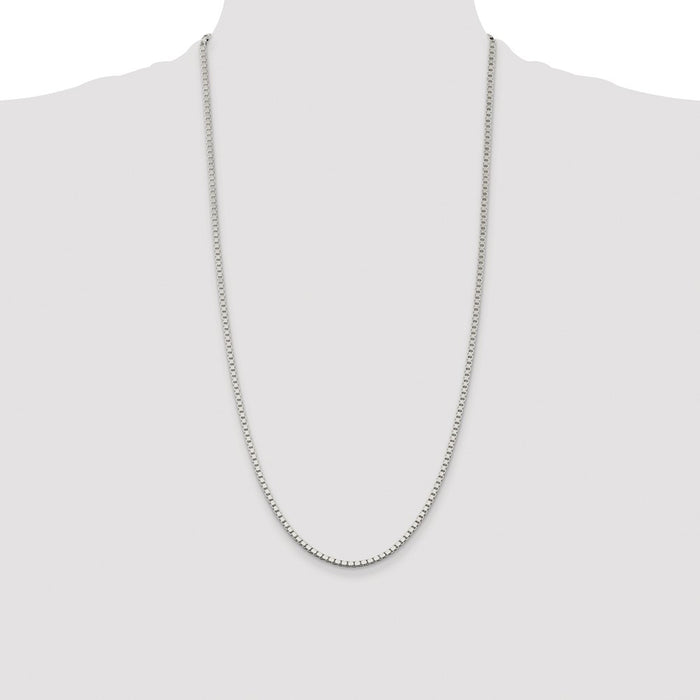 Buy Stylish 2.5mm Rhodium-Plated Sterling Silver Box Chain - Affordable Luxury-4