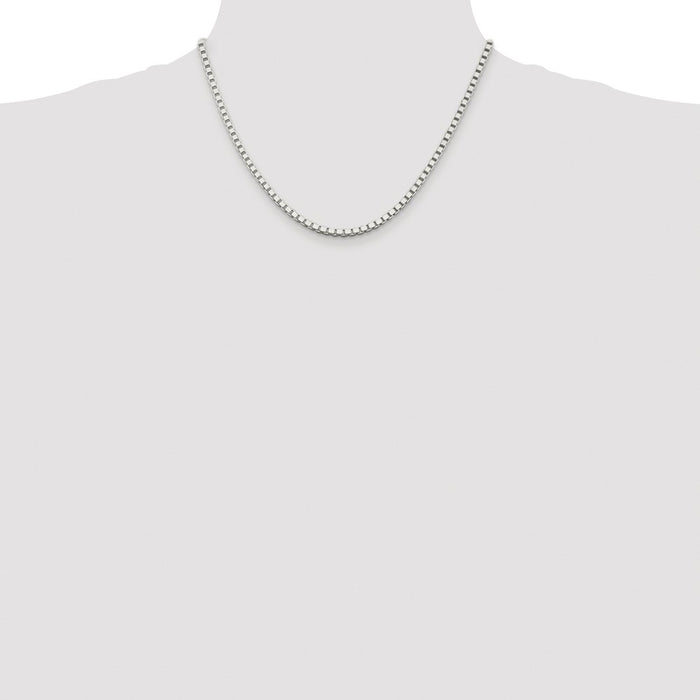 Buy Stylish Rhodium-Plated 3mm Sterling Silver Box Chain - Affordable Luxury!-4