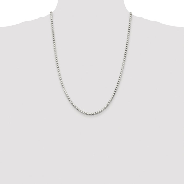 Buy Stylish Rhodium-Plated 3mm Sterling Silver Box Chain - Affordable Luxury!-4