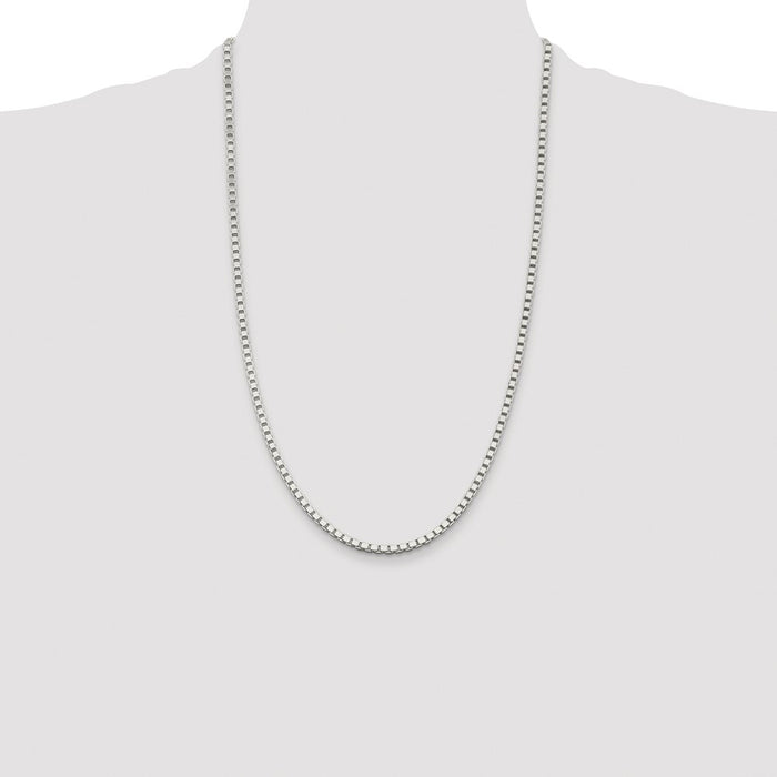 Buy Stylish 3mm Rhodium-Plated Sterling Silver Box Chain - Luxury Value!-4