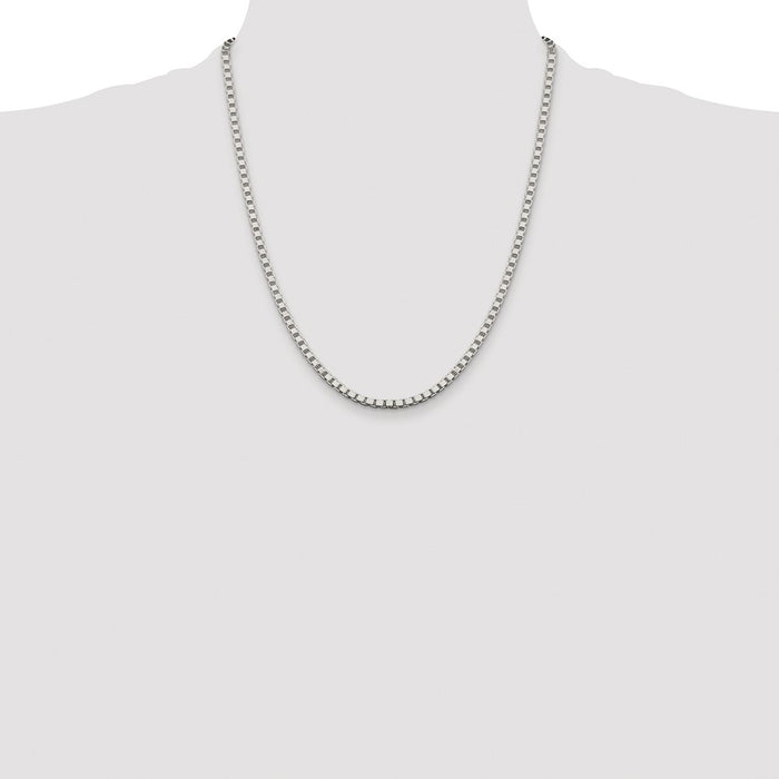 High-Quality Rhodium-Plated Sterling Silver 3.25mm Box Chain - Affordable Elegance-4