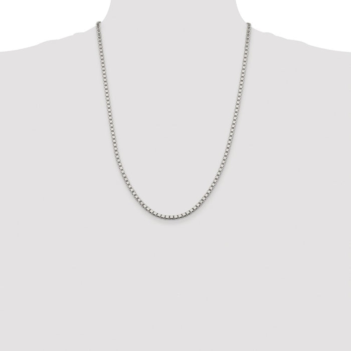 Buy Stylish Rhodium-Plated Sterling Silver 3.25mm Box Chain - Affordable Elegance-4