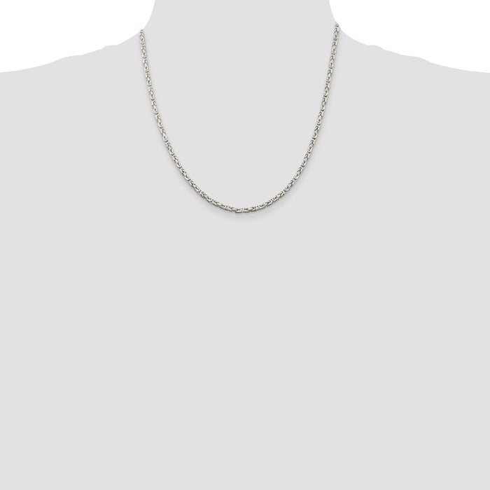Exclusive 2.5mm Sterling Silver Byzantine Chain Necklace - Stylish Value!-4