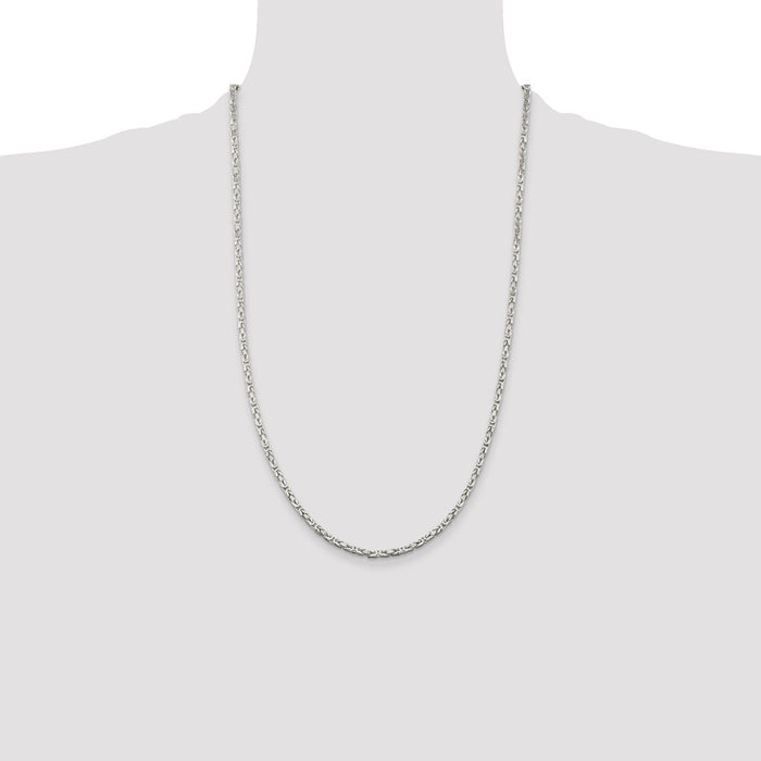Buy Stylish 2.5mm Sterling Silver Byzantine Chain Necklace - Luxury Value!-4