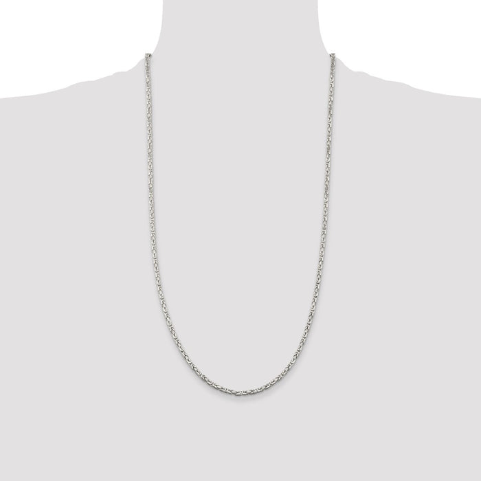 Buy Stylish 2.5mm Sterling Silver Byzantine Chain Necklace - Affordable Luxury!-4