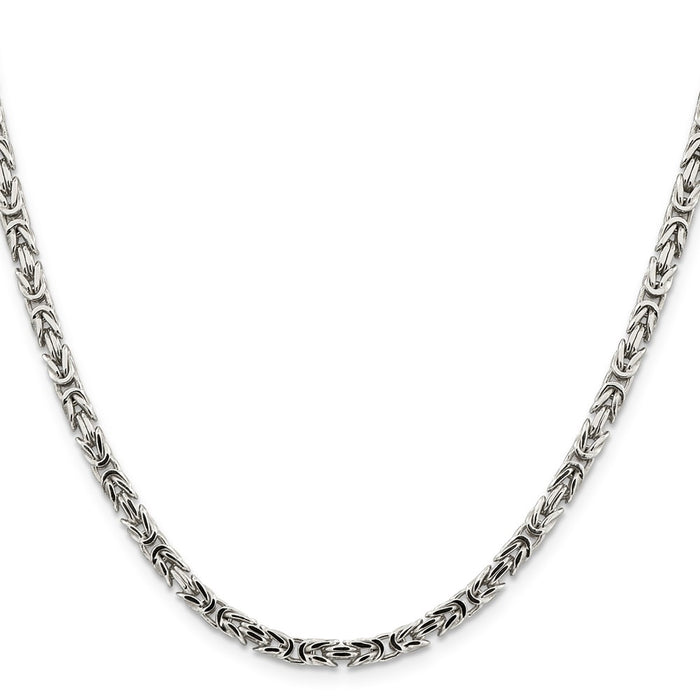 Buy Stylish 3.25mm Sterling Silver Byzantine Chain Necklace - Luxury Value!-2