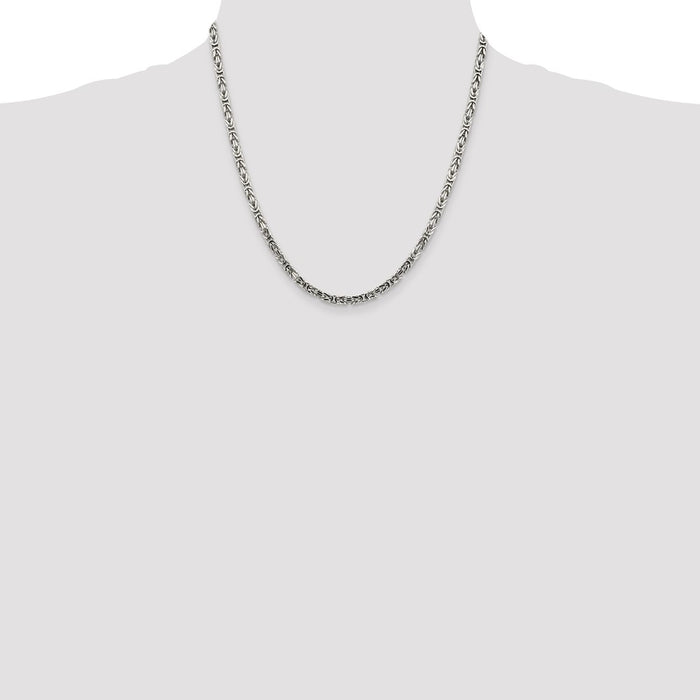 Buy Stylish 3.25mm Byzantine Chain Necklace in High-Quality Sterling Silver-4