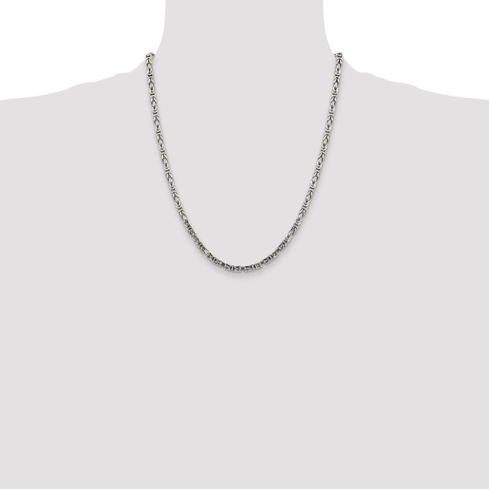 Buy Stylish 3.25mm Sterling Silver Byzantine Chain Necklace - Luxury Value!-4