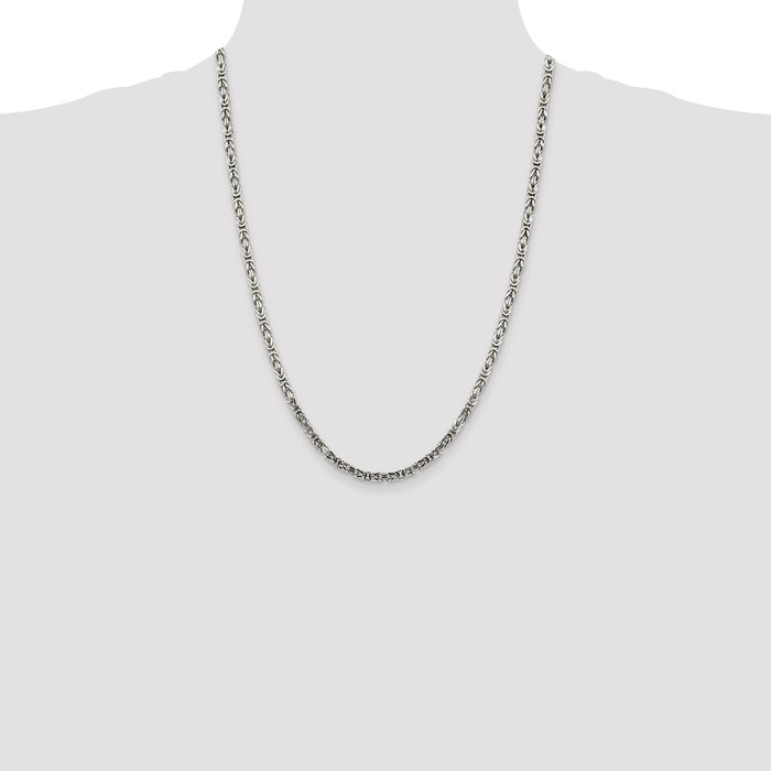 Buy Stylish 3.25mm Sterling Silver Byzantine Chain Necklace - Affordable Luxury!-4