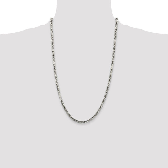 Buy Stylish 3.25mm Sterling Silver Byzantine Chain Necklace | Affordable Luxury-4