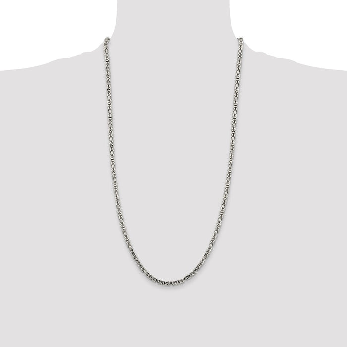 Buy Stylish 3.25mm Sterling Silver Byzantine Chain Necklace - Affordable Luxury-4