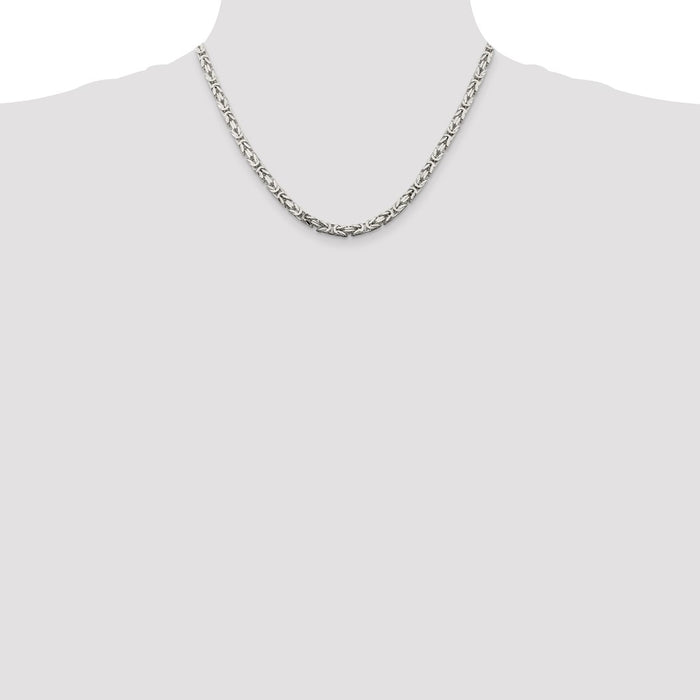Buy Stylish 4.25mm Sterling Silver Byzantine Chain Necklace - Affordable Luxury-4