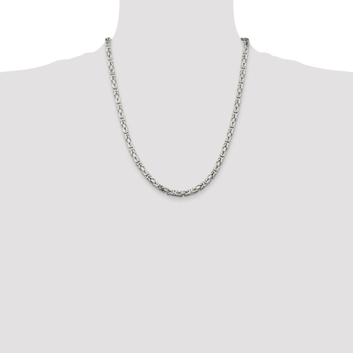 Buy Stylish 4.25mm Sterling Silver Byzantine Chain Necklace - Affordable Luxury-4