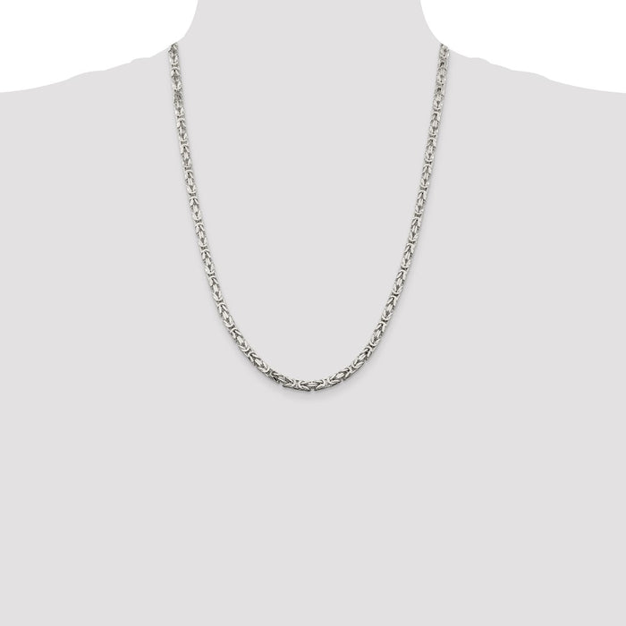 Buy Stylish 4.25mm Sterling Silver Byzantine Chain Necklace - Affordable Elegance!-4