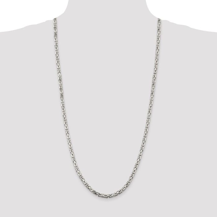 Buy Stylish 4.25mm Sterling Silver Byzantine Chain Necklace - Affordable Luxuries-4