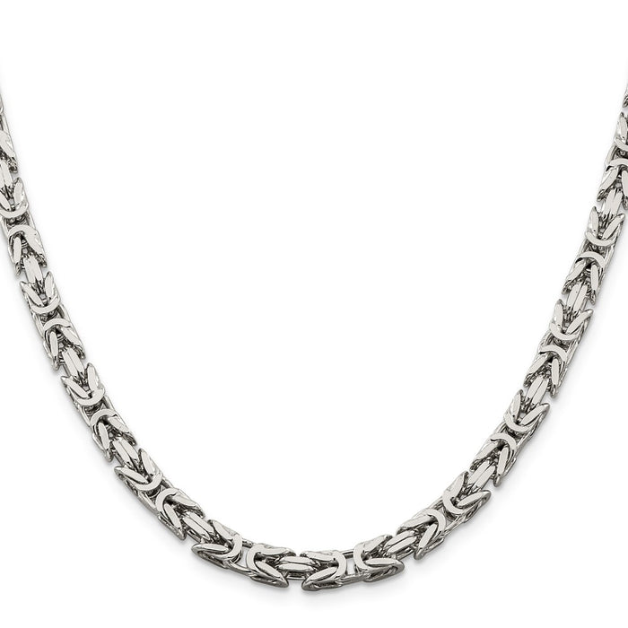 High-Quality 5mm Sterling Silver Byzantine Chain Necklace - Stylish Value!-2