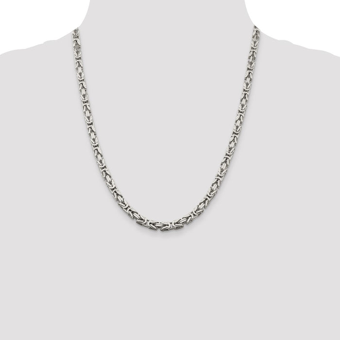 Exclusive 5mm Sterling Silver Byzantine Chain Necklace - Stylish & Affordable-4