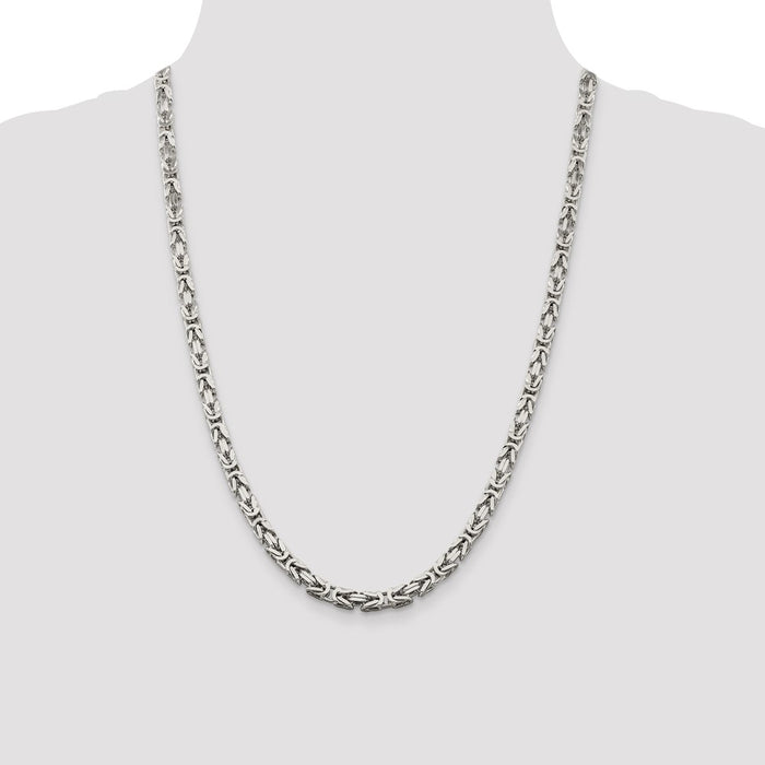 High-Quality 5mm Sterling Silver Byzantine Chain Necklace - Stylish Value!-4