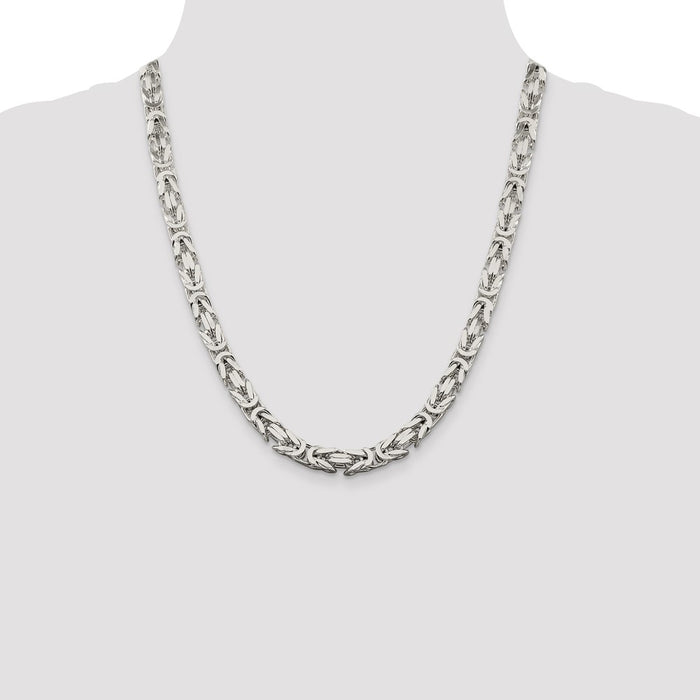 Buy 7.5mm Sterling Silver Byzantine Chain - Stylish Luxury Jewelry at Great Value-4