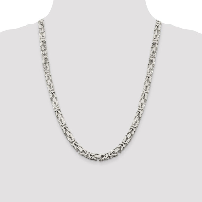 Buy Stylish 7.5mm Sterling Silver Byzantine Chain Necklace - Luxury Value!-4