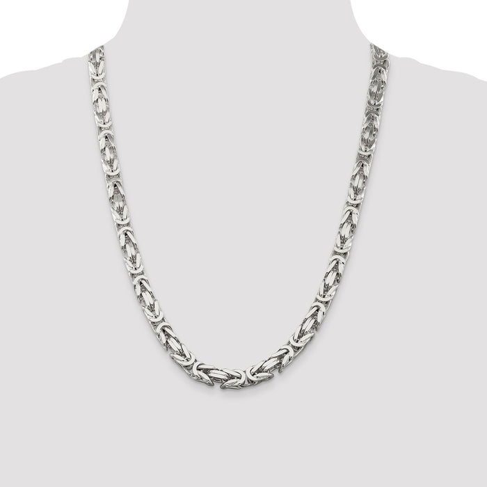 High-Quality 8.25mm Sterling Silver Byzantine Chain Necklace - Stylish Value!-4