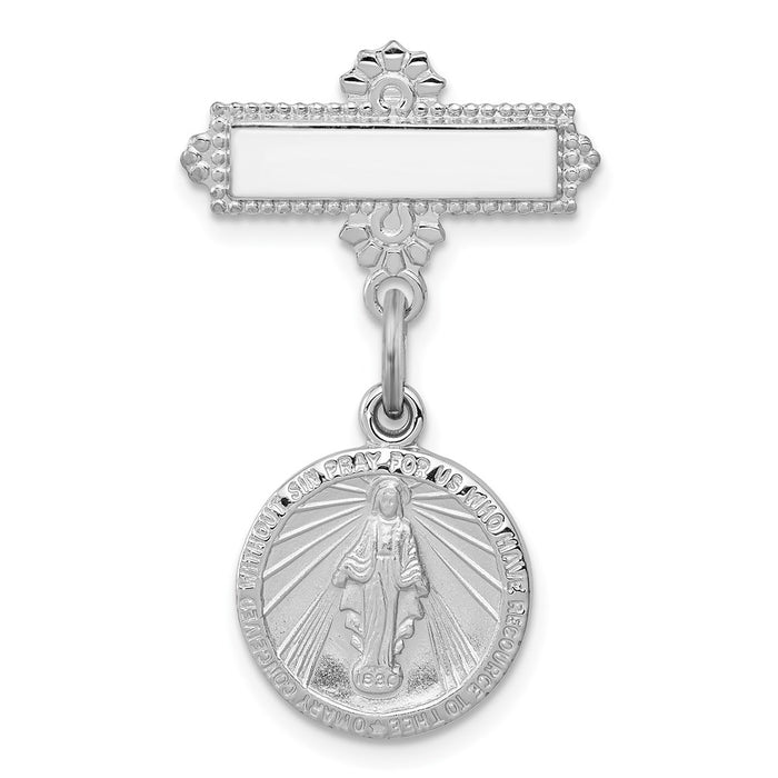 Buy Exclusive Rhodium-Plated Sterling Silver Miraculous Medal Dangle Brooch-1