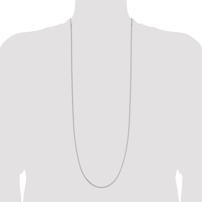 Buy Stylish 2mm Sterling Silver Beveled Oval Link Cable Chain - Affordable Elegance-4