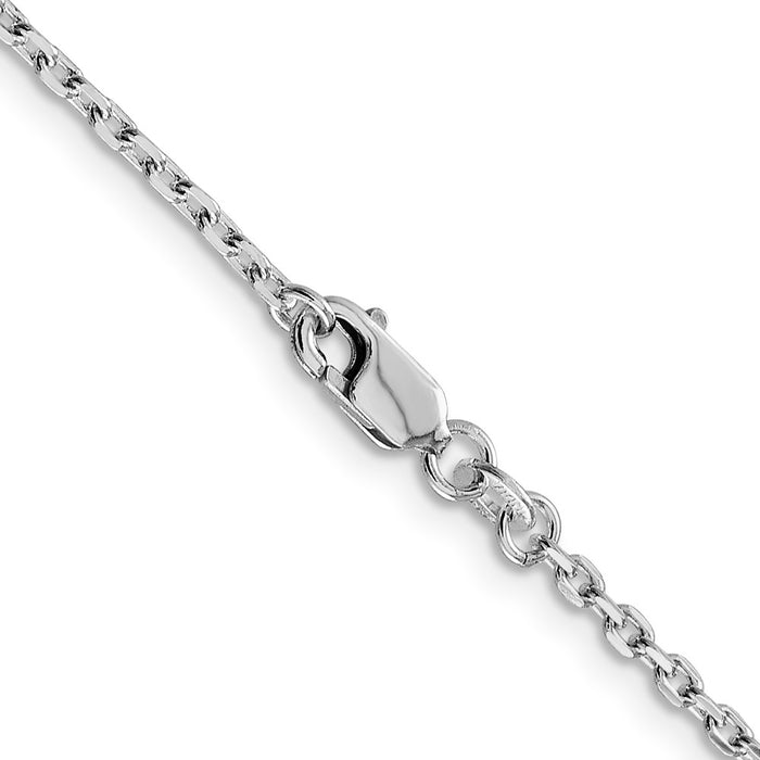Buy Stylish Rhodium-Plated Sterling Silver 2mm Beveled Oval Cable Chain-3