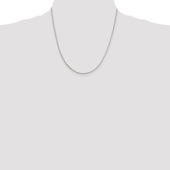 Exclusive 2mm Rhodium-Plated Sterling Silver Beveled Oval Cable Chain-4