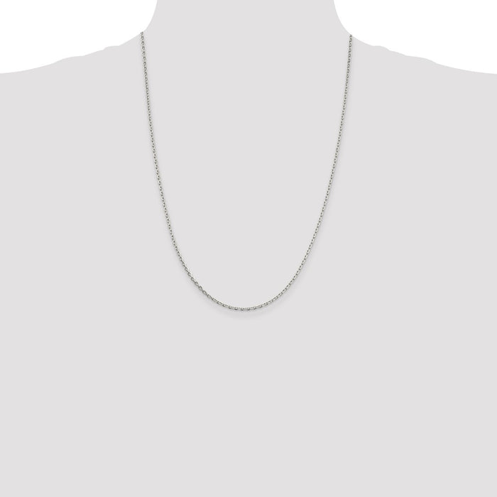 Buy Stylish Rhodium-Plated Sterling Silver 2mm Beveled Oval Chain, Affordable!-4