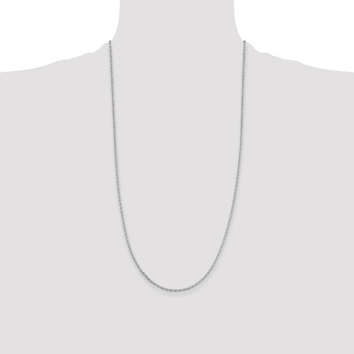 Buy Stylish Rhodium-Plated Sterling Silver 2mm Beveled Oval Cable Chain-4