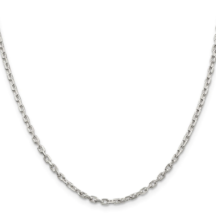 Buy Stylish 2.75mm Sterling Silver Beveled Oval Cable Chain with 4" Extension-2