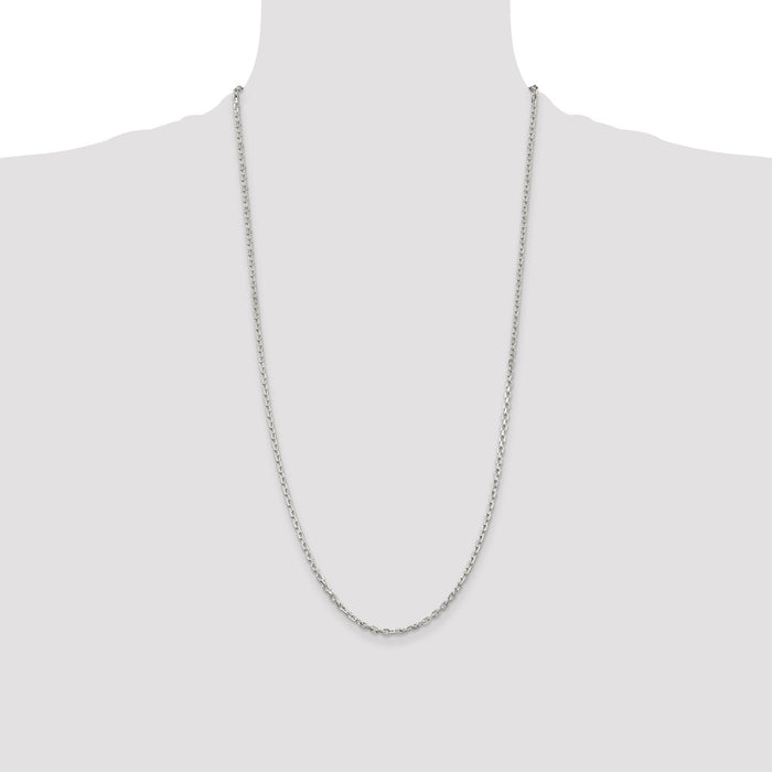 Buy Stylish 2.75mm Sterling Silver Beveled Oval Link Chain - Affordable Price!-4