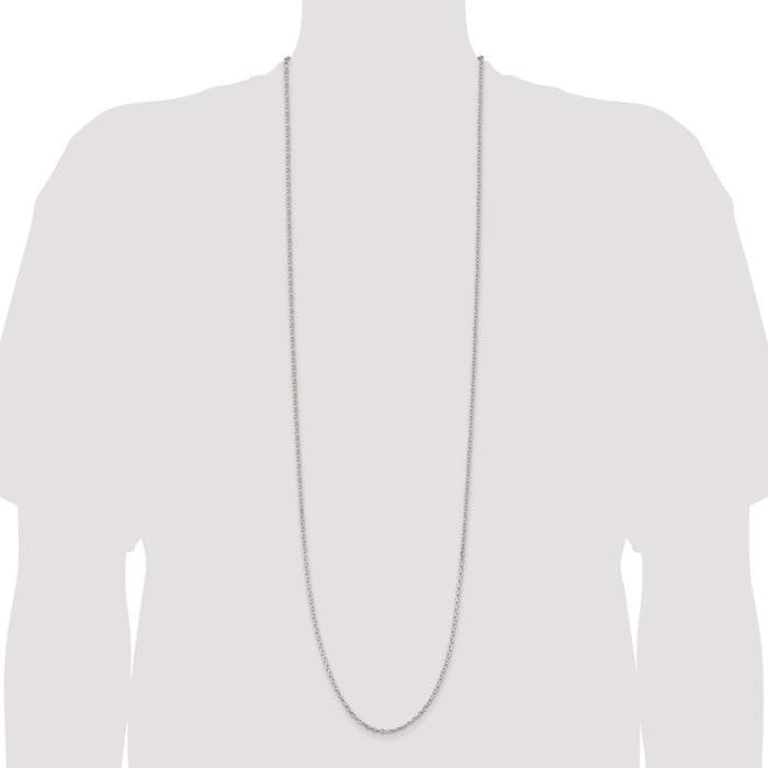 Exclusive 2.75mm Sterling Silver Beveled Oval Link Cable Chain - Stylish Value-4