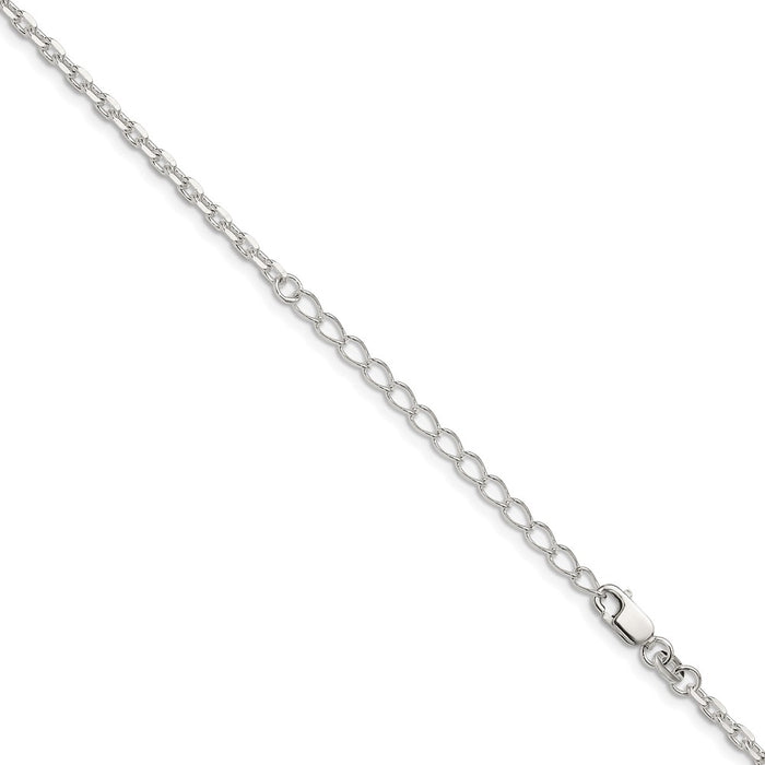 High-Quality 2.75mm Sterling Silver Beveled Oval Chain with 2-Inch Extension - Affordable!-3