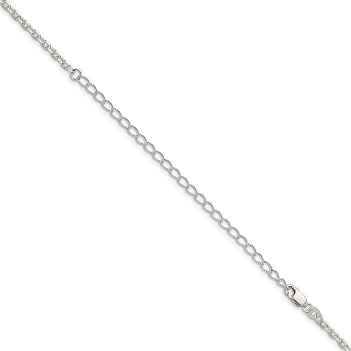 Buy Stylish 2.75mm Sterling Silver Beveled Oval Cable Chain with 4" Extension-3