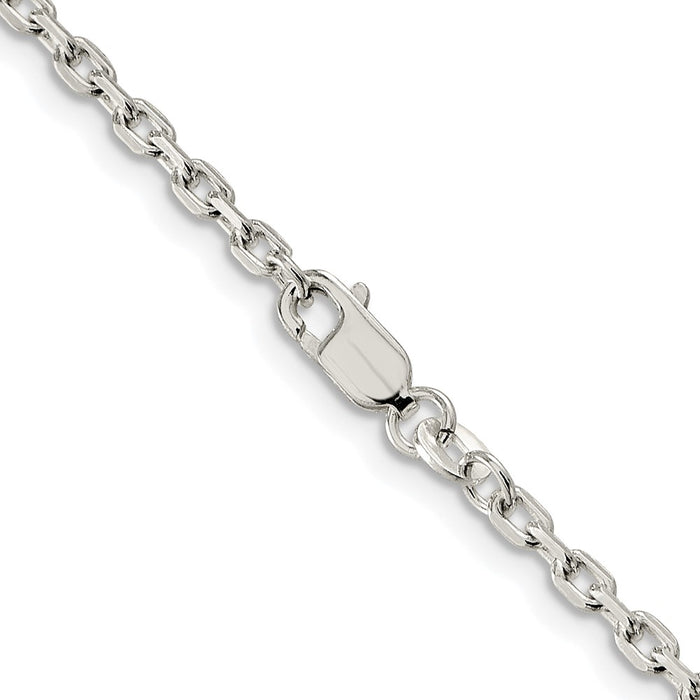 Exclusive Rhodium-Plated Sterling Silver 2.75mm Beveled Oval Chain - Affordable Luxury!-3