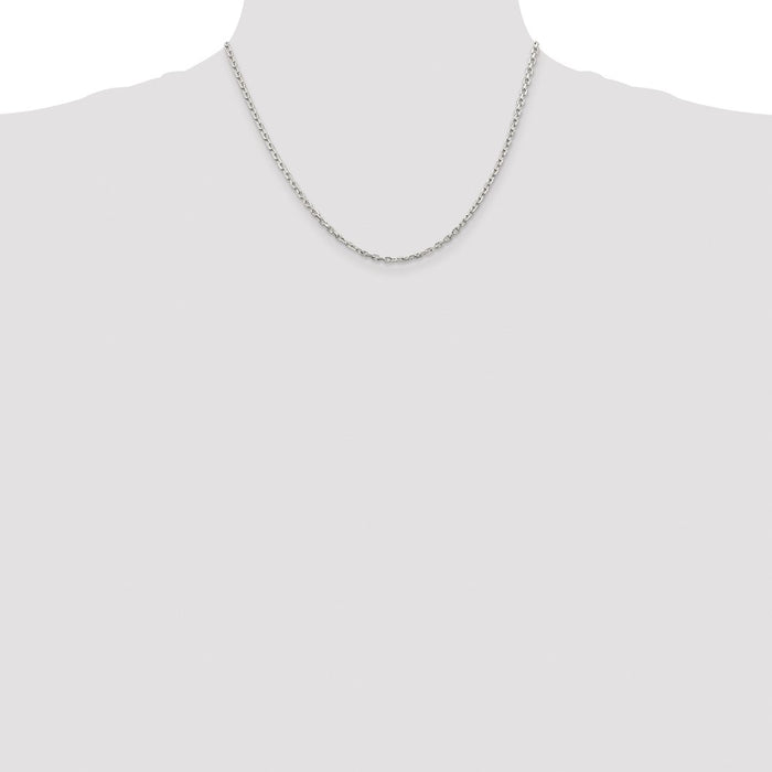 Buy Stylish Rhodium-Plated Sterling Silver 2.75mm Oval Cable Chain - Affordable Luxury-4