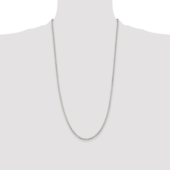 Buy Stylish Rhodium-Plated Sterling Silver 2.75mm Beveled Oval Chain - Affordable!-4