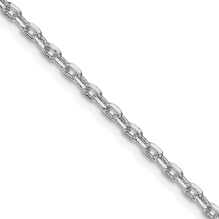 Exclusive Rhodium-Plated Sterling Silver 2.75mm Beveled Oval Chain - Affordable Luxury!-1