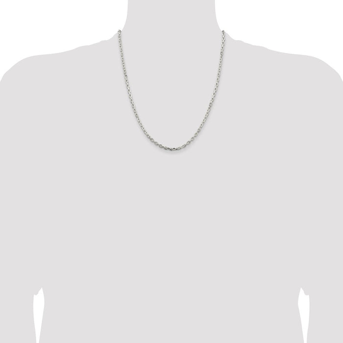 High-quality Sterling Silver 3.25mm Beveled Oval Link Chain - Stylish Value!-4