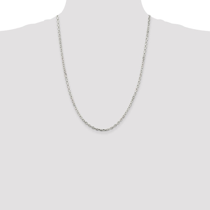 Buy Stylish 3.25mm Sterling Silver Beveled Oval Link Cable Chain - Value Deal!-4